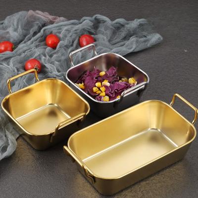 Quadratische Platte aus Edelstahl mit Deckel, rechteckige Pfanne zur Lebensmittelaufbewahrung, kommerzielles Geschirrtablett, großer erfrischender Lunchbox-Behälter