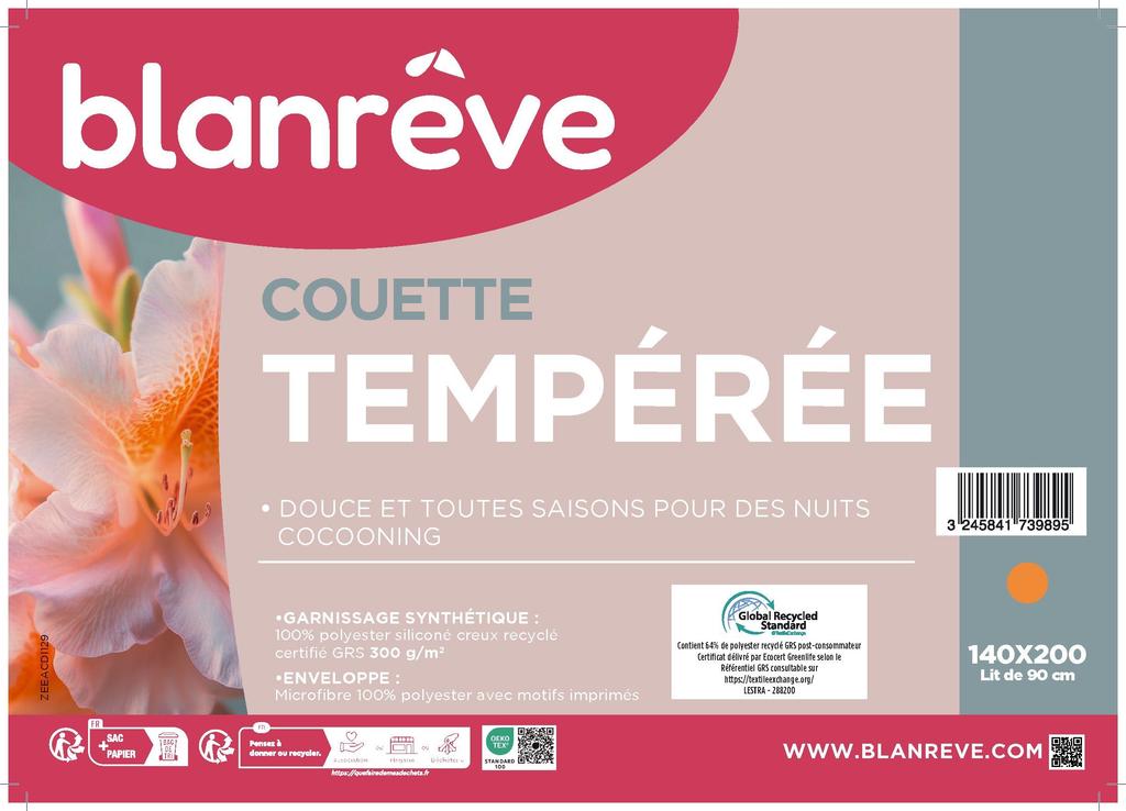Couette - 140 x 200 cm - BLANREVE - Tempérée - 83g/m² - Motifs imprimés