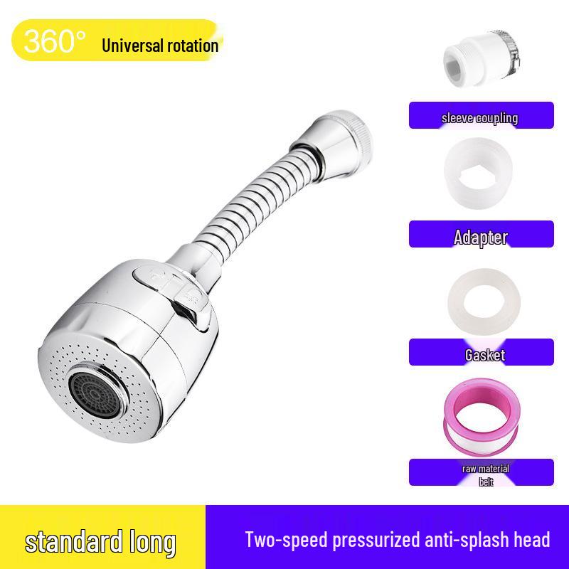 Universal Rotating Kitchen Faucet Extender with Water Saver and Anti-Splash Aerator