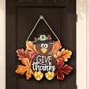 Thanksgiving Turkey Sign Decoration Handmade Wood Front Door Hanger Festival Wall Hanging Wreath Accessory with Lanyard
