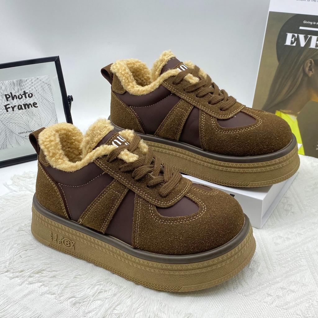 Fleecové boty na silné podrážce 2025 podzim a zima dámské boty nové retro sportovní a volnočasové boty fleecové boty dámské tréninkové boty