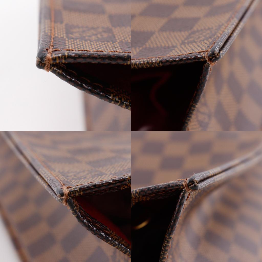 Louis Vuitton Sac Plat Handbag N51140 Tote Bag Brown Damier Canvas Unisex Used