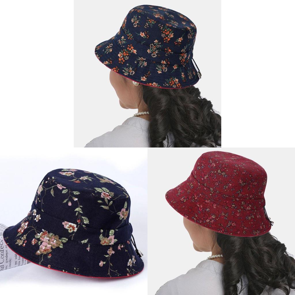 Elderly Women Sun Hat With Adjustable Brim For Spring Fall Sun Protection Cotton Fabric