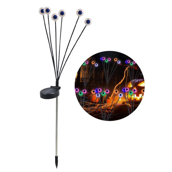 Solar Eyeball Lights Halloween Outdoor Stake Lights Colorful Glowing Ghost Eye Design Waterproof Decorative