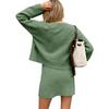 Women's solid color woolen button cardigan dress two-piece set