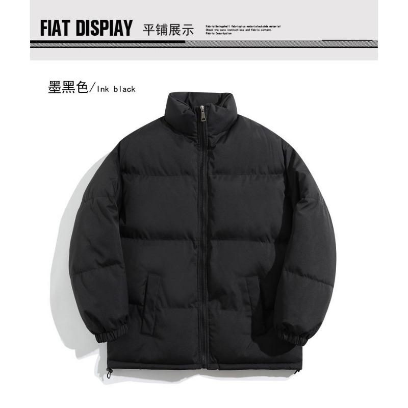 Mens Loose Thick Solid Waterproof Stand Collar Winter Cotton Puffer Jacket
