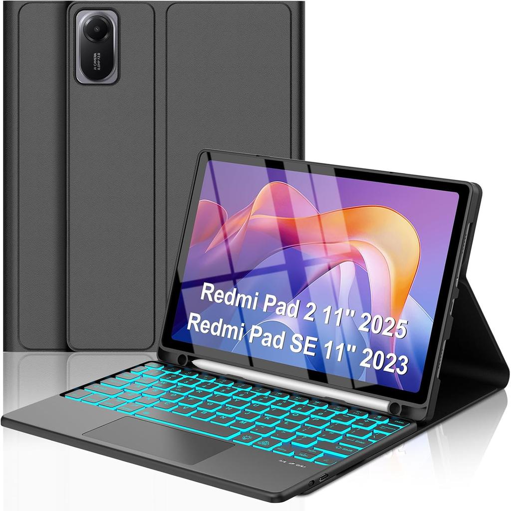 Keyboard Case for Xiaomi Redmi Pad 2 & Redmi Pad SE 11 Pad2 SE Poco Pad C1  Xiaomi Pad6/7/8  6S/7S Pro Magnetic Removable Bluetooth Touch Keyboard