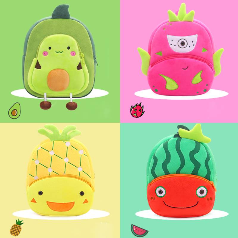 Childrens Fashion Backpack Cute Cartoon Plush Fruit Shape Bag Kindergarten