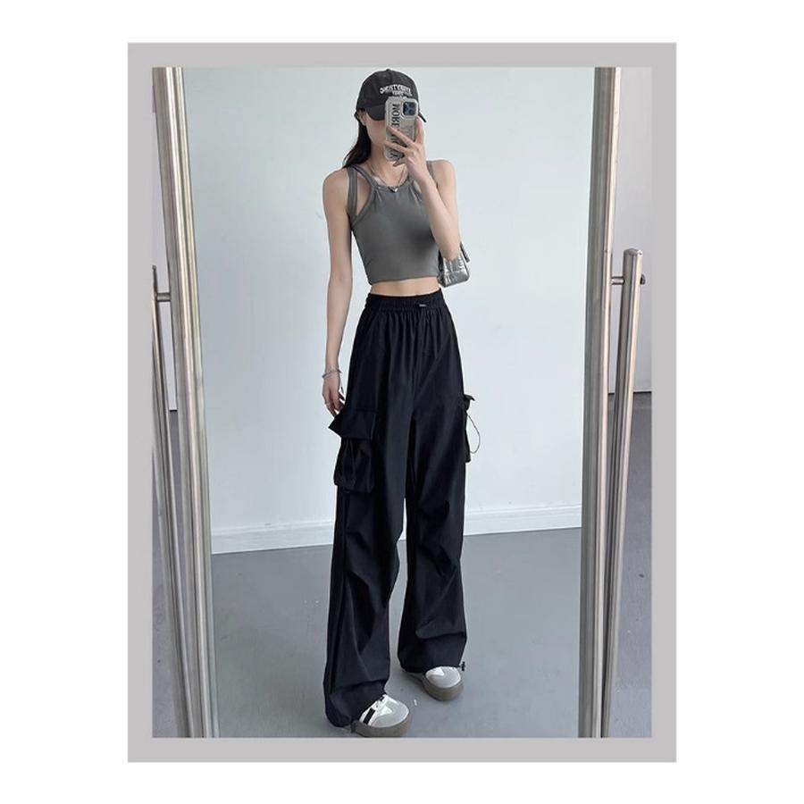New Summer Slim Fit Cargo Pants for Women, Hiking Running Athletic Trousers with Elastic Waist