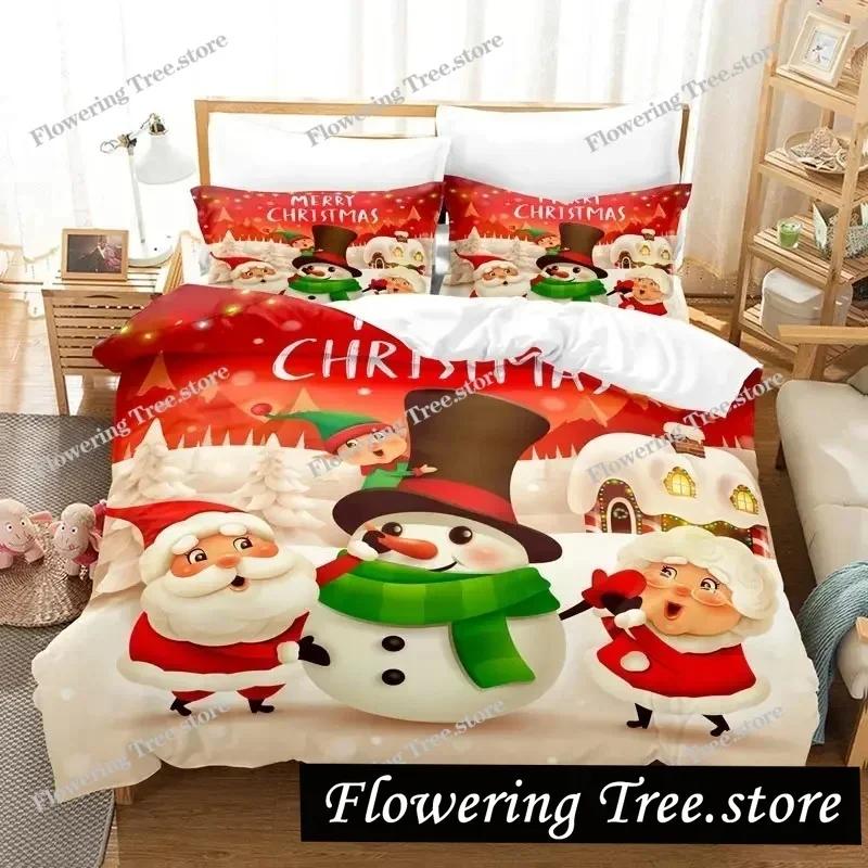 Merry Chrismas Santa Bedding Set Boys Girls Twin Queen Size Duvet Cover Pillowcase Bed Kids Adult Fashion Home Textileextile029