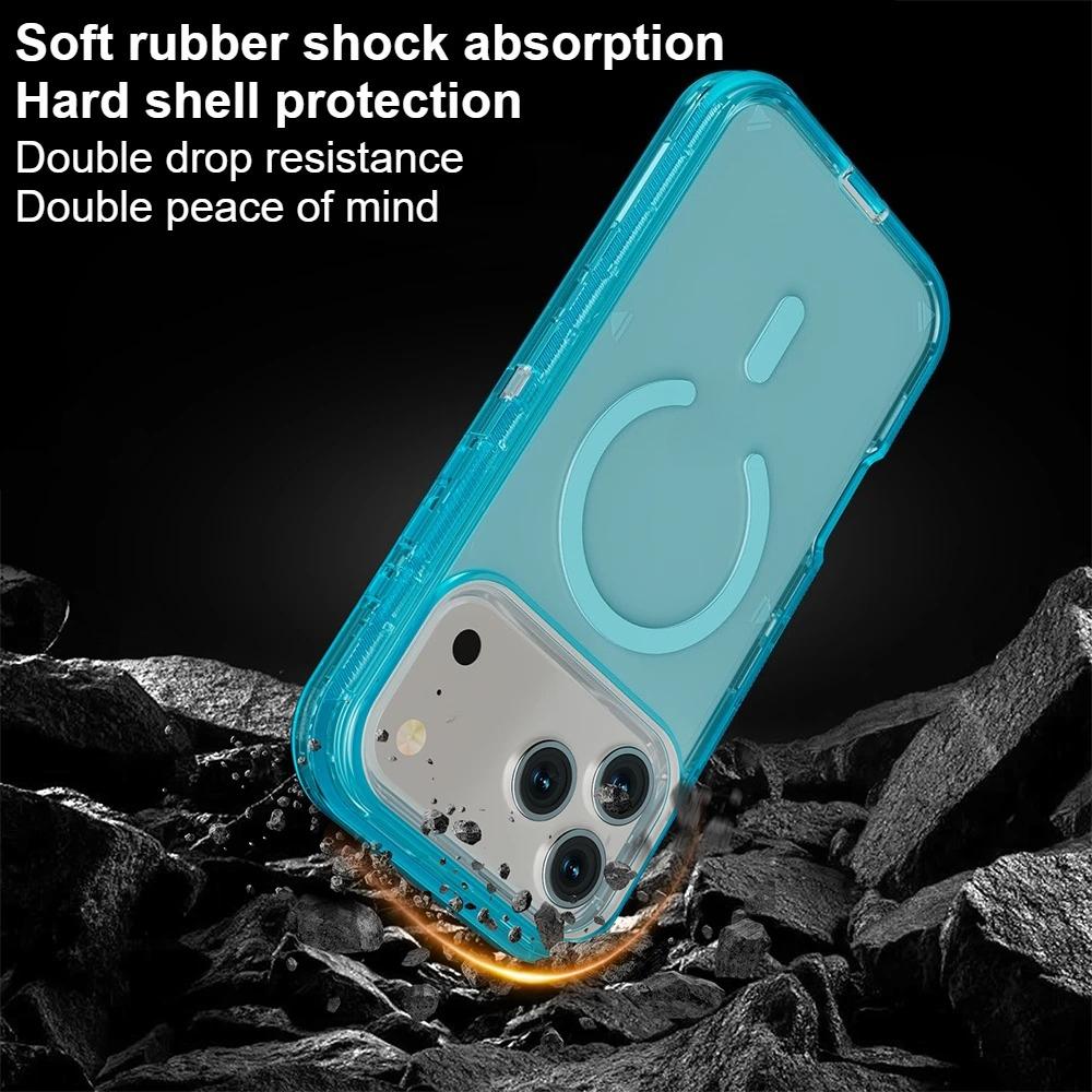 Heavy 3IN1 Mechanical OTT-Box Magnetic Charge Case For IPhone 17 Pro Max Air 16 15 14 13 12 Plus Enhanced Anti-Drop Bumper Cover