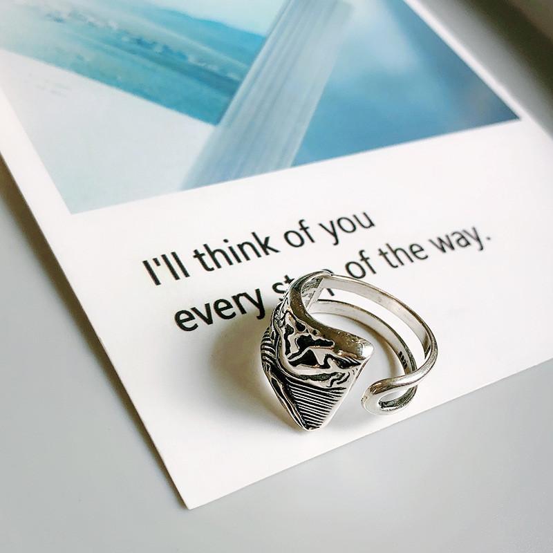Ring aus S925 Sterlingsilber im koreanischen Stil, einzigartig, Vintage, geometrisch, offen, verstellbar, Damenschmuck
