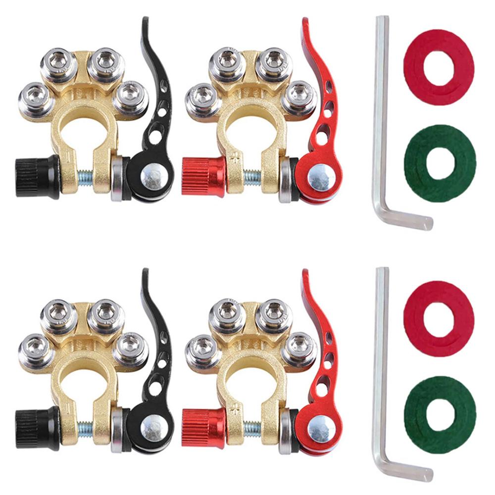 2Pcs Car Battery Terminal Connectors Quick Release Disconnect 12V 24V Positive Negative Battery Cable Ends for SAE/JIS Type Car