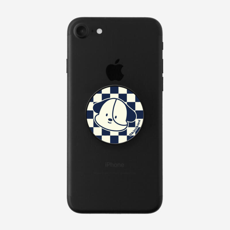CHECKER BOARD DOG FACE-NAVY (Smart Talk) Black body