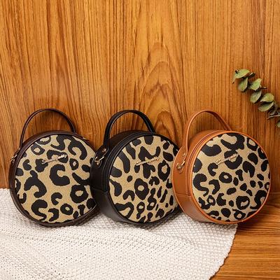 Retro Leopard Print Small Round Bag Womn Bag Women's Trend Shoulder Bag