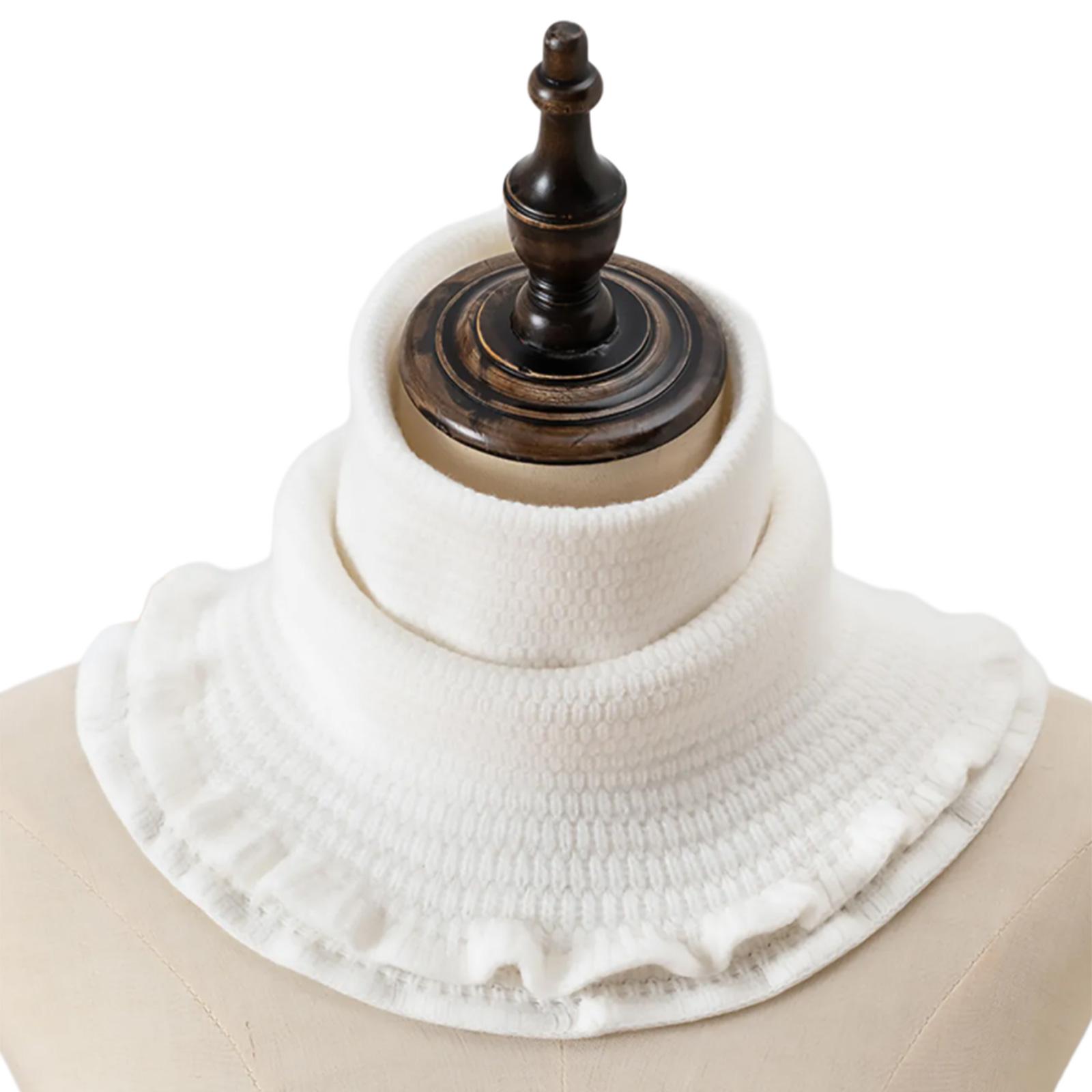 

Женский зимний вязаный пуловер с оборками, воротником-стойкой, имитацией воротника, элегантный съемный шарф-накидка, грелка для шеи, повязка на голову белый