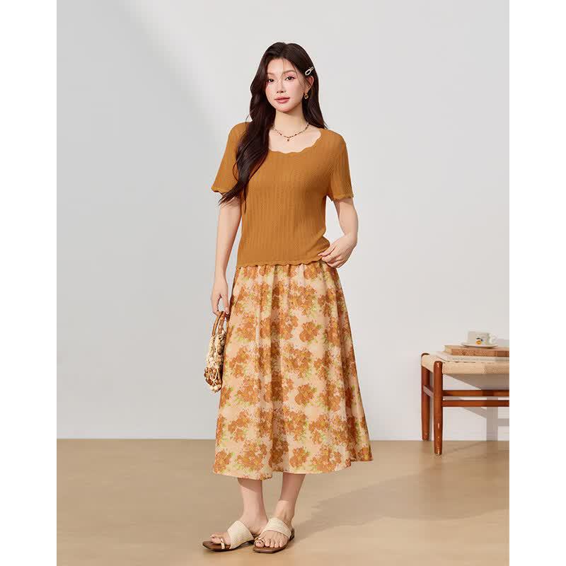 IEF 2026 Summer Plus Size French Floral Two-Piece Set