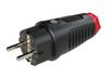Straight Rubber Plug 16A 2P+Z 230V UNI-SCHUKO IP54 Black-red TAURUS2 PCE 0521-SR