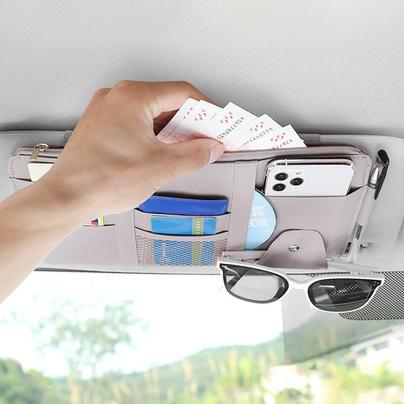 Multifunctional Sun Visor Storage Bag Card Holder Driver's License Bill Card Package Data Cable Storage Sun Visor Organize