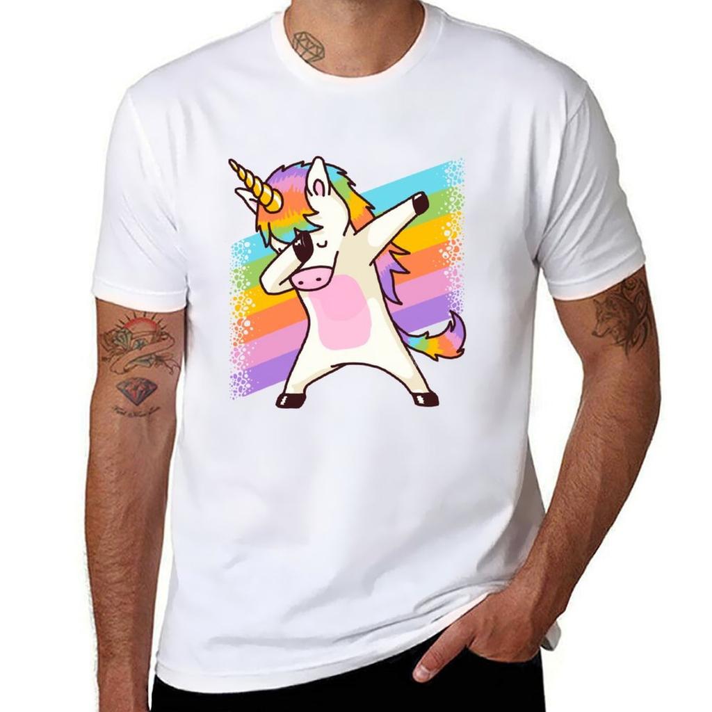 Rainbow Dabbing Unicorn Shirt Hip Hop Dab Pose Tshirt Unisex T Shirt Cotton High Quality Cotton T Shirts Unisex 100 Tshirt