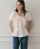 Deuloupisumeon Ribbon Puff Sleeve Blouse [Black]