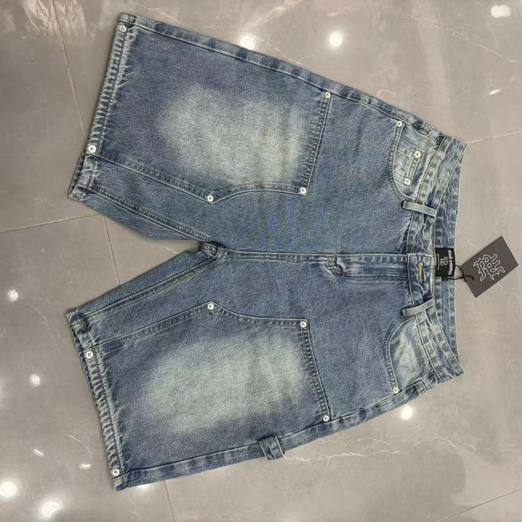 Grenzüberschreitende Meichao GEMISCHTE EMOTION Schwermetall Nieten Locker Gerade Baumwolle Werkzeug Denim Shorts