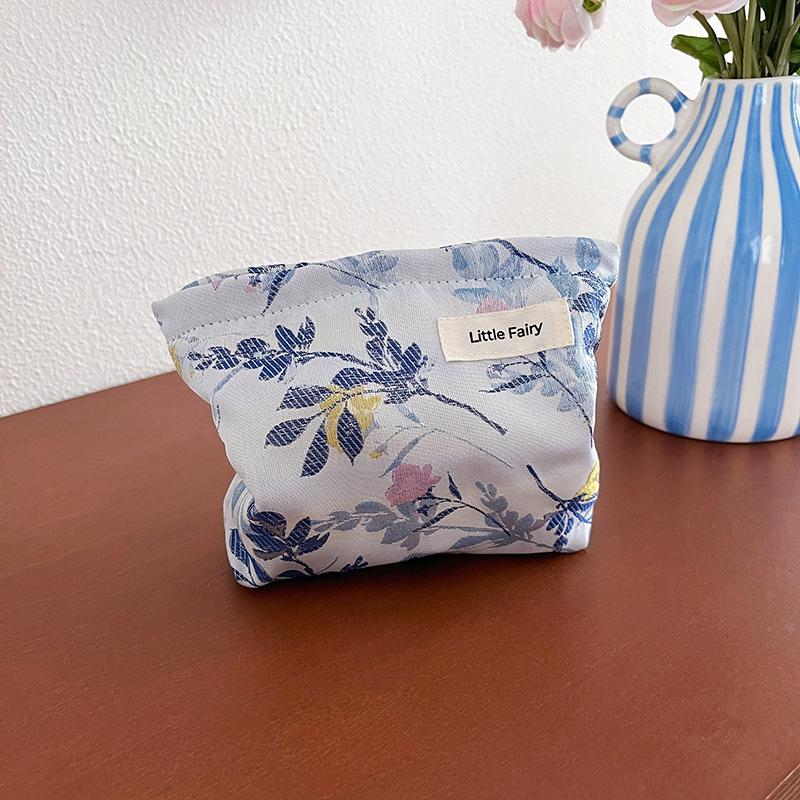 Pink Floral Makeup Bag: Women's Portable, Large Capacity, Small Size Travel Toiletry and Skincare Storage Bag