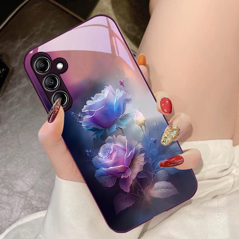 Szklane etui na telefon Samsung Galaxy A14 4G 20 30 52 20S 21S 22 A25 32 33 34 42 50 51 53 54 70 71 72 73 5G Ink Mountain Camellia