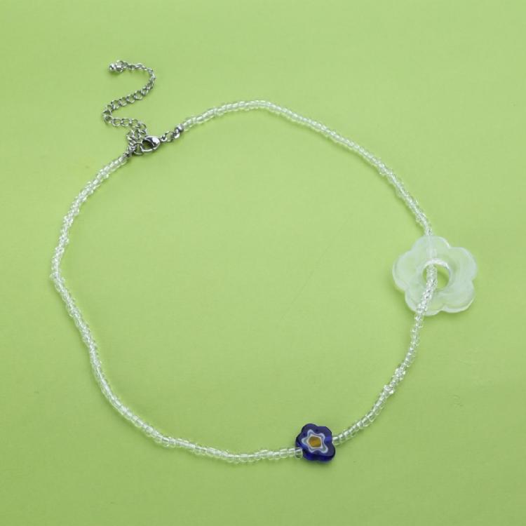 Flower Beaded Pendant Necklaces Small Chain Necklace Choker Pendant Necklaces