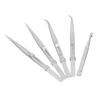 5PCS Tweezers Set Stainless Steel Anti Static Curved Straight Flat Tweezer Set for Electronics