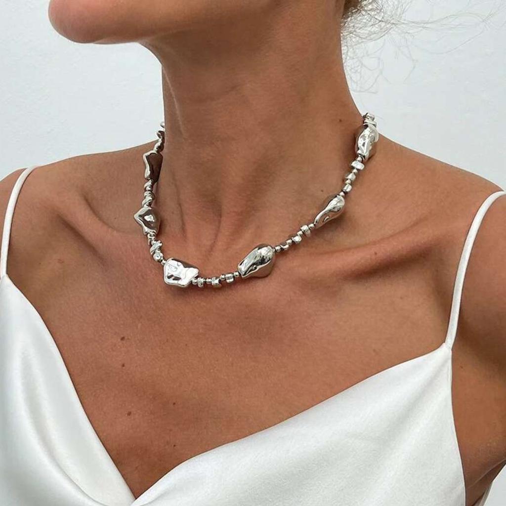 Ingemark Vintage Glossy Irregular CCB Beaded Choker Necklace for Women Adjustable Necklace Collar Chain Party Daily Jewelry New