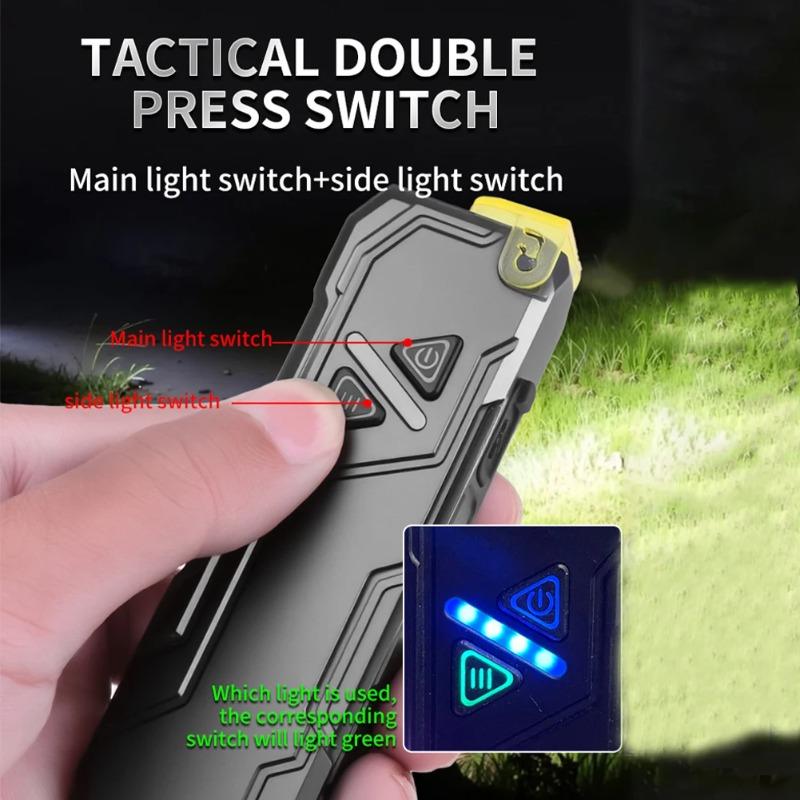 RGB LED Flashlight Rechargeable Flashlight Magnetic Work Light with Side Light Flash Light for Outdoors Emergency Camping