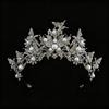 Elegant Pearl Butterfly Tiara Vintage Silver Rhinestone Wedding Crown Princess Tiara Headband Pageant Party Hair Jewelry