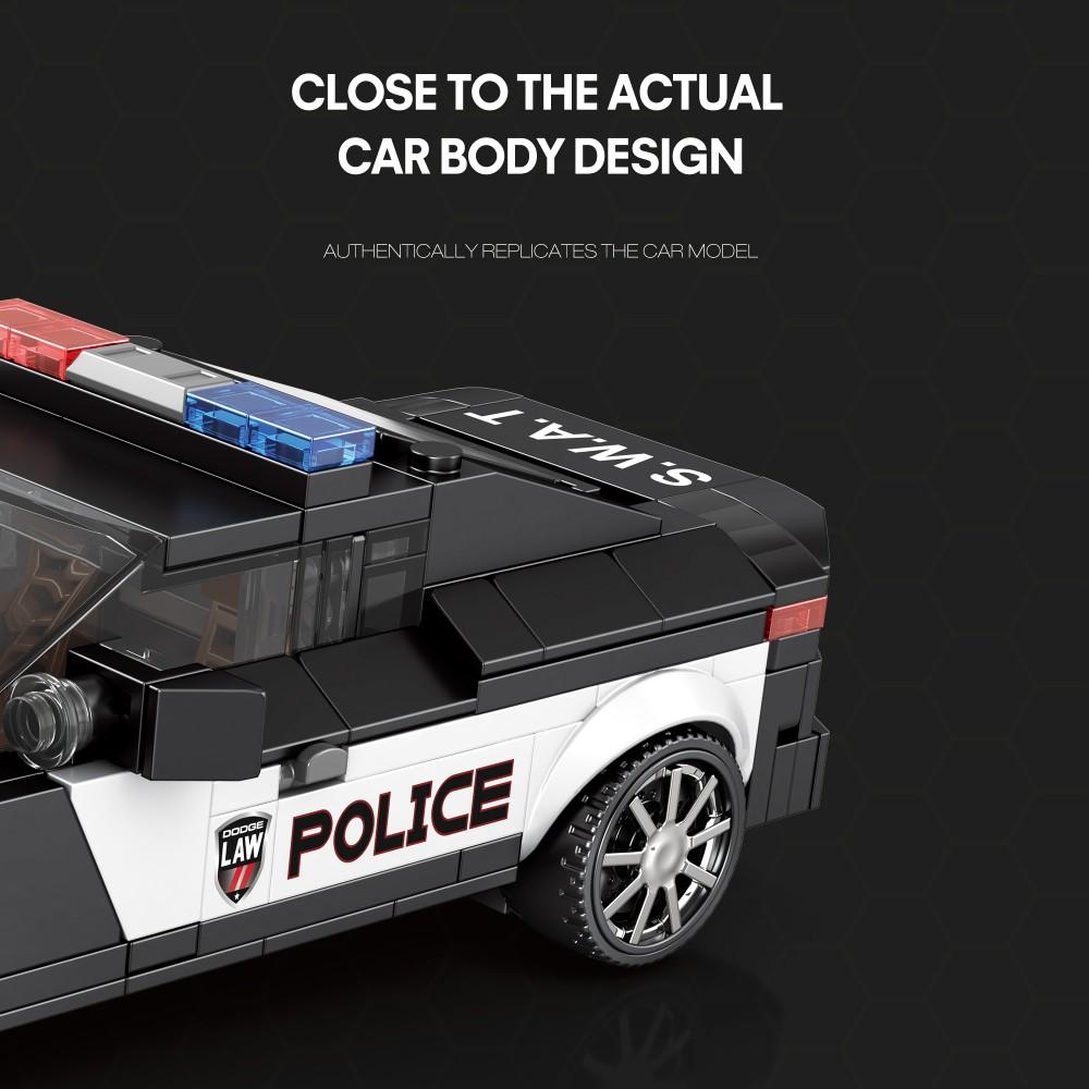 372PCS Police Car Model Building Blocks 1:24 SWAT Car Model Desktop Ornaments Collection Display Toys For Kids Holiday Gifts