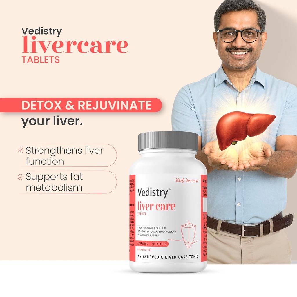 Vedistry Livercare Herbal Liver Support Tablets With Bhumiamalaki Kutaki Amalaki For Digestive Metabolism 60 Tablets