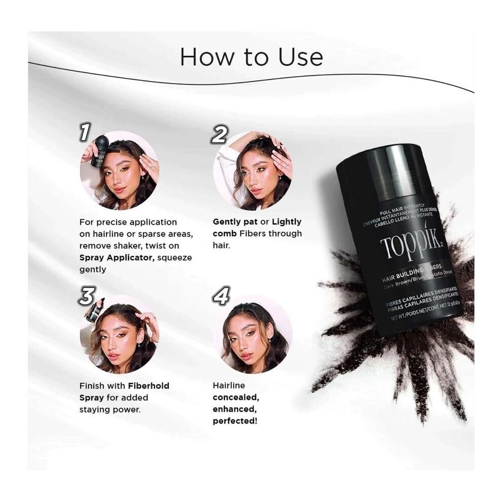 (dark brown) 3 Pack Toppik Hair Building Fibers Dark Brown 27.5 G / 0.97 Oz Hair Care