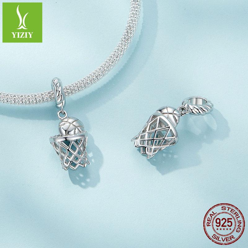 Yinziyun S925 Silber Platin-plattiert 3D Basketball Anhänger für DIY Armbänder