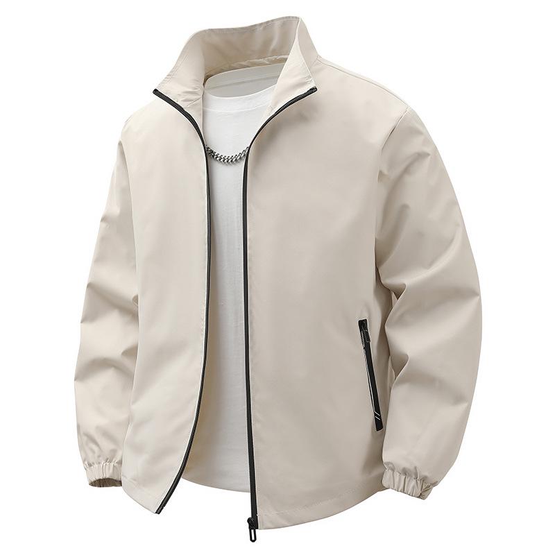 Men's Spring Stand-up Collar Casual Jacket - Loose, Versatile, Fashionable Coat for All Ages, Large Sizes Available.