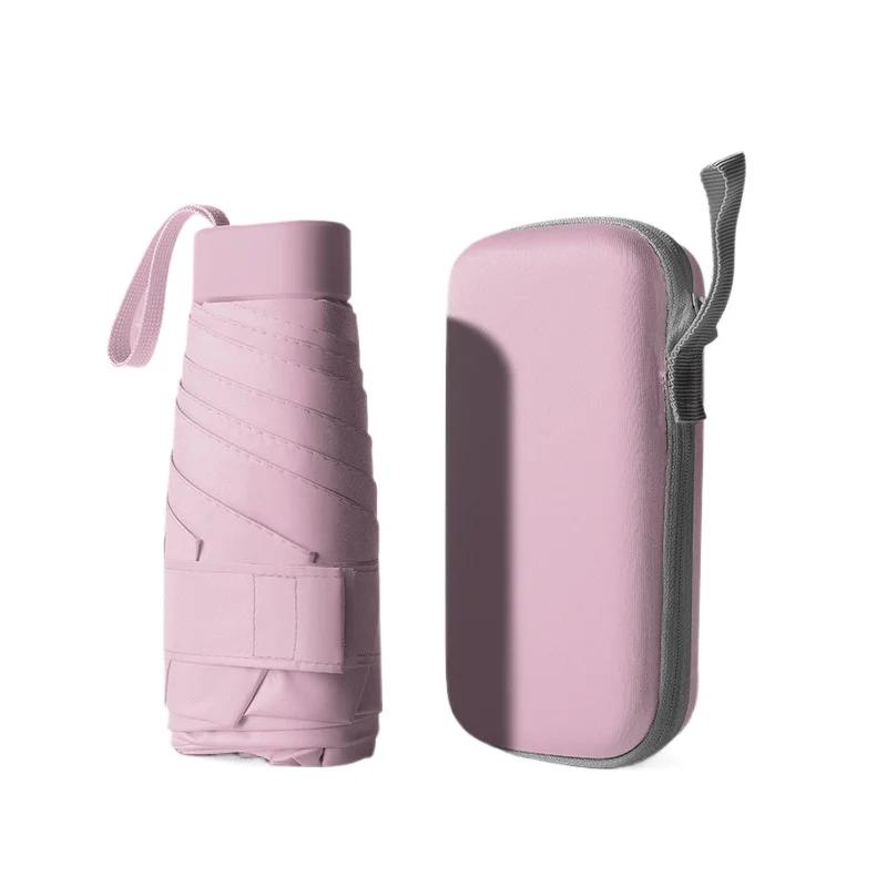 

Маленький карманный ультралегкий солнцезащитный зонт от дождя с УФ-защитой, капсульный зонтик, мини-портативный женский зонт с защитой от ультрафиолета metal-fiber composite&6K розовый