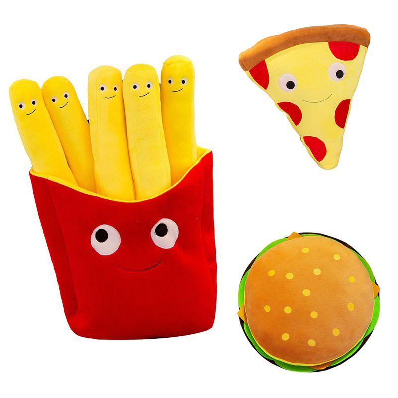 Cute Cartoon Plush French Fries Soft Toys Cuddly Pizza Pillow Cushion Kids Gifts
