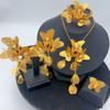 New Hollow Flower Butterfly Earrings Necklace Bracelet Ring Gold Ladies Temperament Luxury Jewelry Set