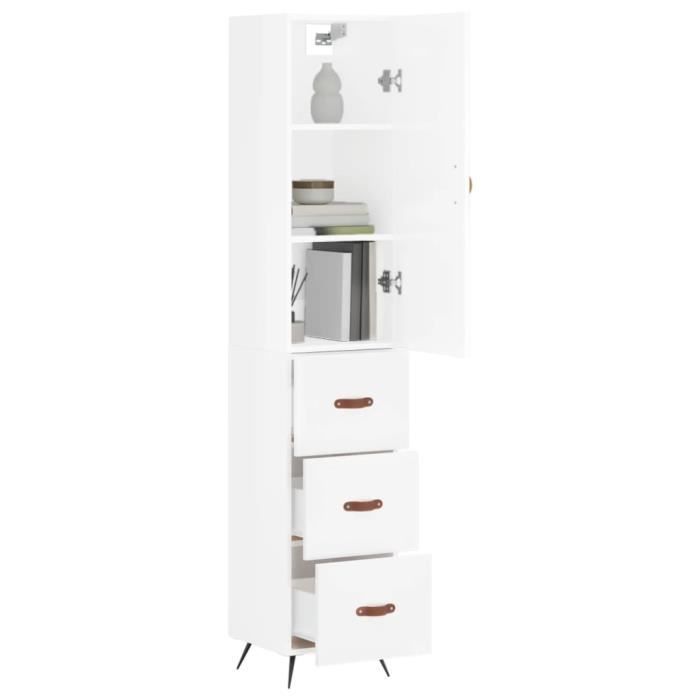 VidaXL Highboard Glossy White 34.5x34x180 Cm Engineered Wood 3198827