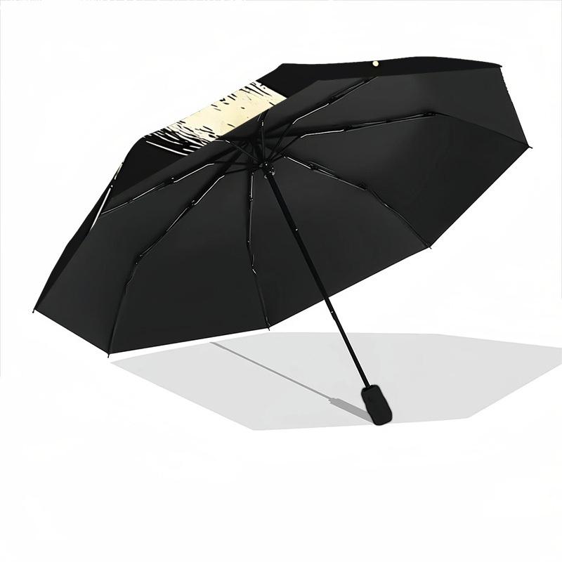 1pc Moon CatAutomatic Folding Umbrella, Portable Collapsible Design, Casual Outdoor Accessory, for All Seasons049