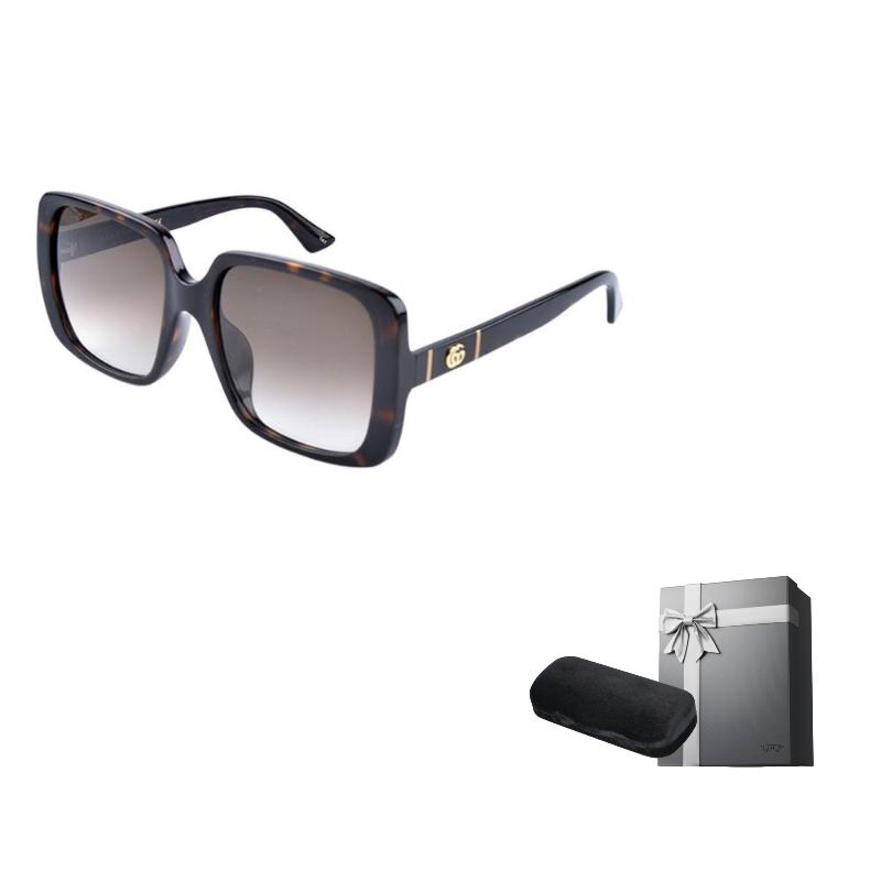Gucci Plate Square Frame Havana Sunglasses Women's Plastic Square Sunglasses