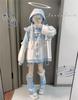 Jundakara Light Blue Long Subculture Angel Sickly Color Loose Size M Women's Hoodie, Sleeve, Style, Wings, Hooded, Ruffles, Angelic, Cute, Block,