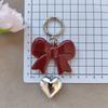 Y2k Key Chains Cute Acrylic Bowknot Pendant Keyring Red Bow Key Chain High Quality Heart Pendant Keychain For Car Decoration