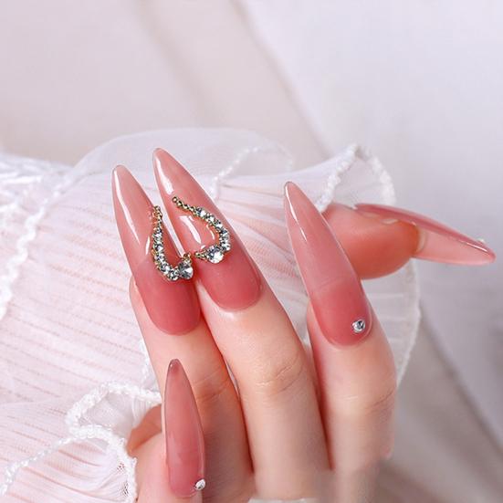 6Pcs Nail Rhinestone Flat Bottom High Brightness Non-Drop Half Heart Nail Art Charms