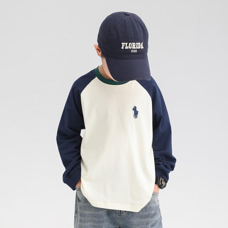 Jungen-Farbblock-Baumwoll-Langarm-T-Shirt
