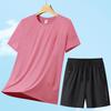 Women's Ice Silk Quick-Dry Short Sleeve T-Shirt & Running Shorts Set - Summer Outdoor Casual Breathable Outfit