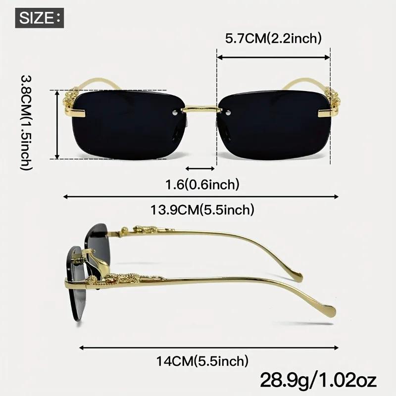 1pc Stylish Square Frameless Metal Glasses Fashionable Summer Decorative Eyewear for Men and Women